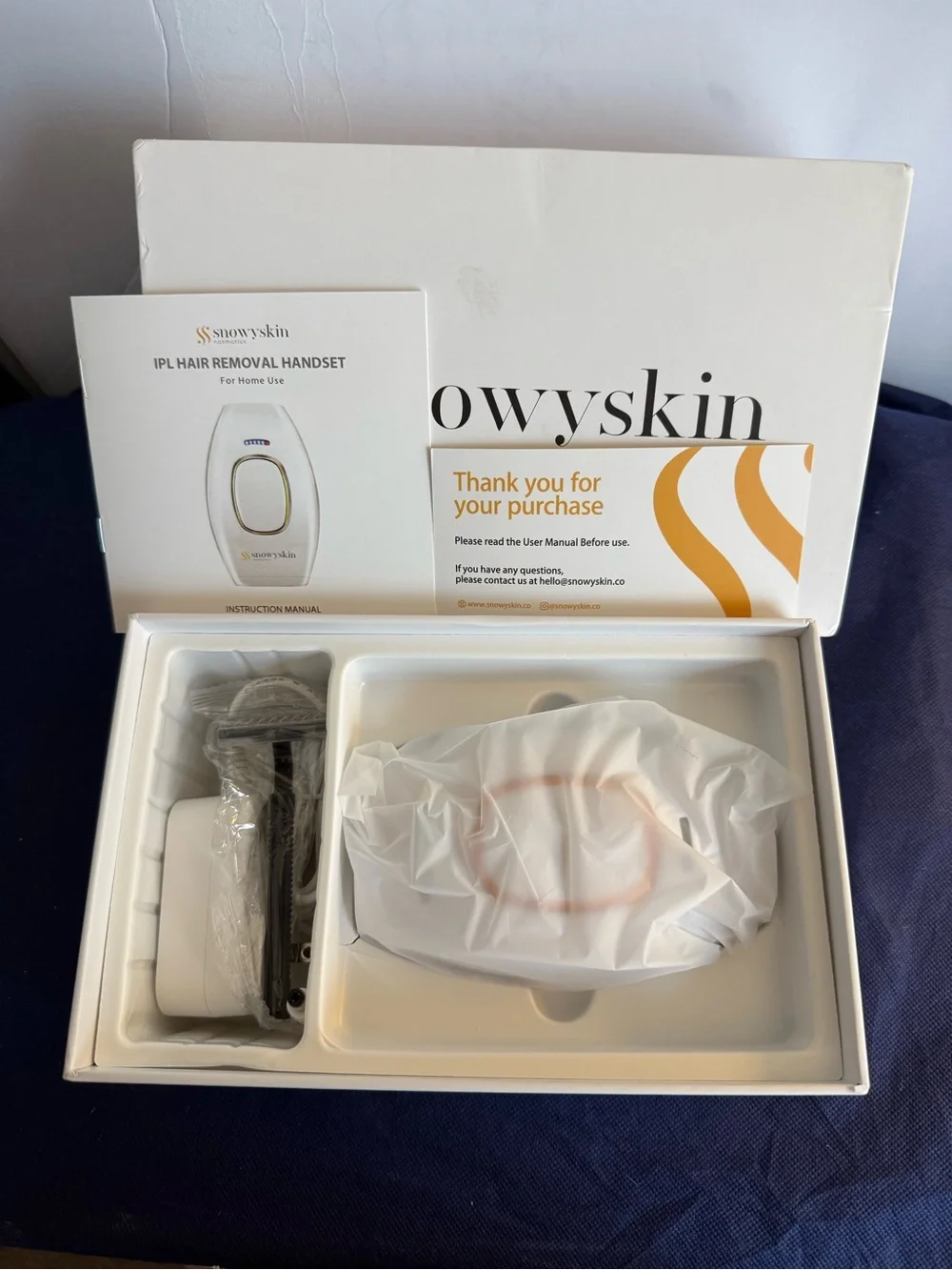 SnowySkin Advanced IPL Hair Removal Handset White Gold At Home Device Open Box